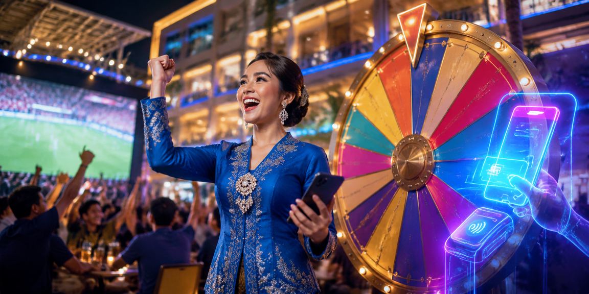 Peserta cabutan bertuah di Johor Bahru memakai baju kurung meraikan hadiah menarik